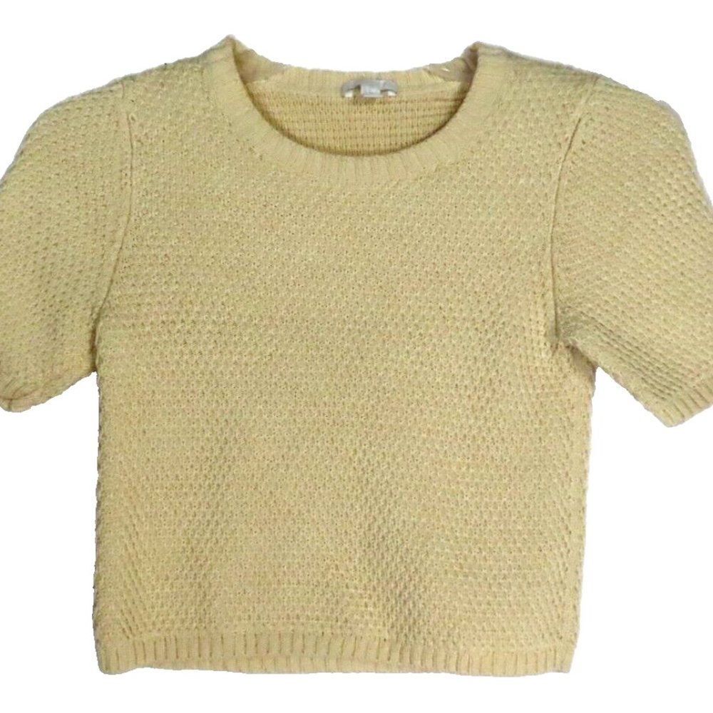 COS Knit Yellow Top Heavy Weight Crop Sweater Women's Cotton Size XS